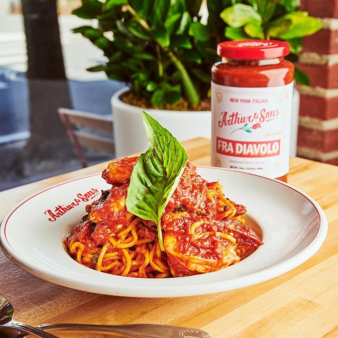 Arthur and Sons Fra Diavolo Sauce - Authentic Spicy Italian Recipe Premium Quality All-Natural Ingredients Non-GMO Gluten-Free Perfect for Pasta Pizza Seafood and Cooking - 2 Pack (48oz)