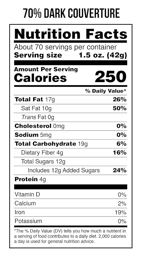 Taza Chocolate Organic Bulk Couverture Chocolate 70% 3 kg bag (1 count) Vegan