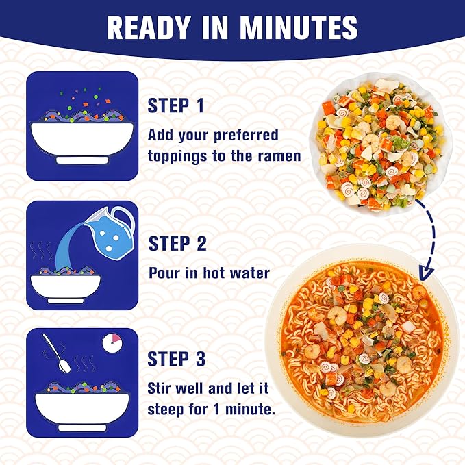 Classic Ramen Toppings Seafood Mix 14oz 12 Ingredient Blend with Shrimp Squid &amp Seaweed etc Dried Ramen Toppings Flavor Rich Non-GMO Low Sodium for Ramen Instant Noodles &amp Soup Topper
