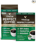 VitaCup Perfect Low Acid Coffee Bundle Pure &amp Smooth USDA Organic &amp Fair Trade Mycotoxin Free Dark Roast |16 CT Pods &amp 11 oz Organic Ground Coffee