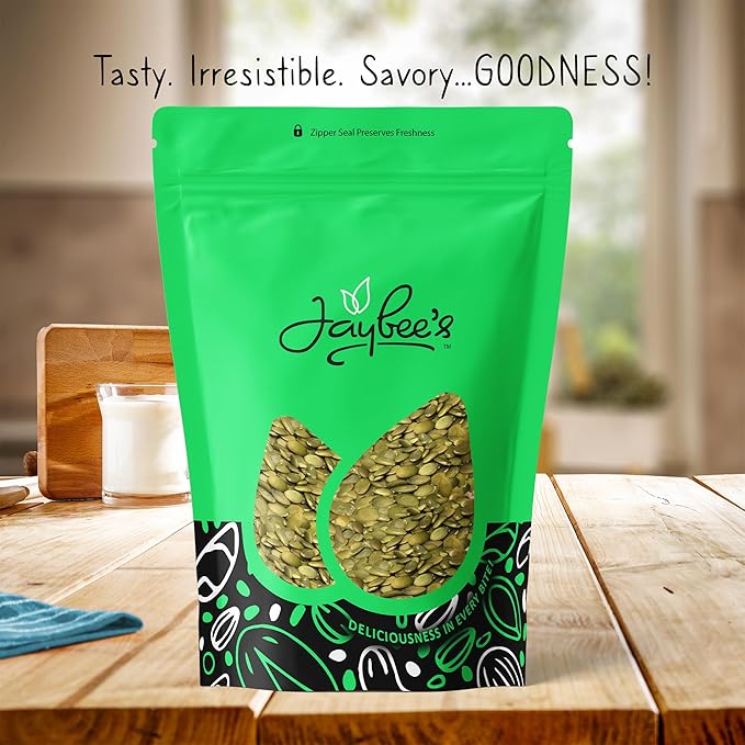 Pumpkin Seeds Pepitas 2 Pounds Roasted &amp Unsalted | Gluten-Free Vegan Superfood | High-Protein Keto-Friendly Snack | Resealable Bag for Freshness | Ideal for Salads Baking &amp Cooking | Jaybe