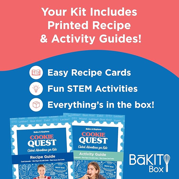 BāKIT Box Greek Koulourakia Cookie Kit Kids Baking Gift with Printed Recipe &amp Activity Guide Make Greek Twist Cookies + Learn Words &amp Symbols