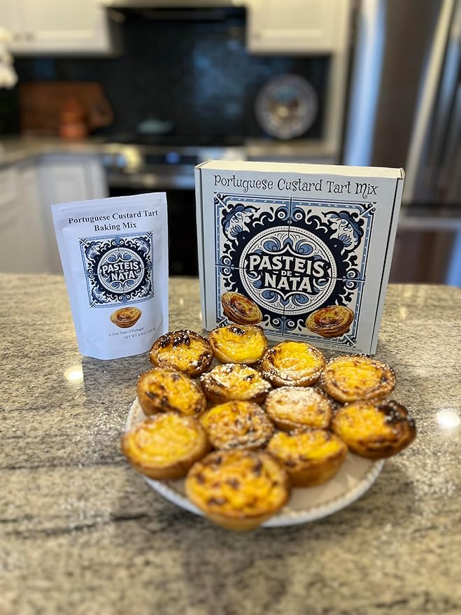 Pasteis de Nata Portuguese Custard Tart Baking Kit 12 Reusable Molds Premium Mix with Instructions