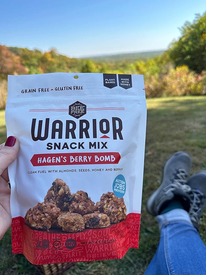 BeeFree Warrior Mix Gluten Free Granola - Chunky Granola Bites | Paleo Low Carb Grain Free Preservative Free Oat Free | Low Calorie Snacks | Hagen’s Berry Bomb 9 Ounce Bags 3 Pack