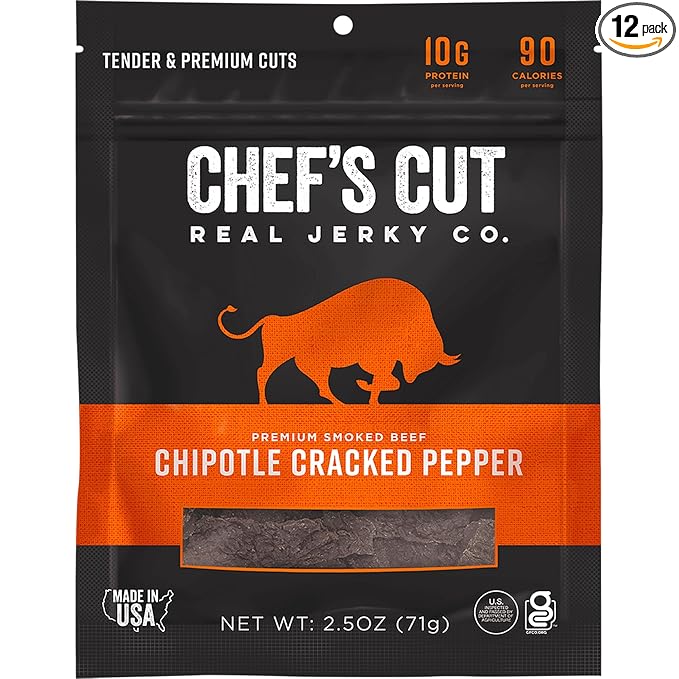 Chef's Cut Smoked Beef Chipotle Pepper Jerky 1.25 oz (Pack of 12)