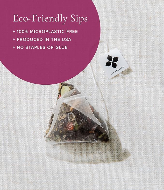 Art of Tea | Organic Green Pomegranate Tea| 50 Pyramid Tea Bag Sachets