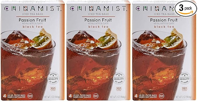 China Mist Passion Fruit Black Tea Bags for Iced Tea (3 Pack)