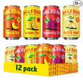 HALFDAY Prebiotic Iced Tea Lemon Peach Raspberry and Half &amp Half Variety Pack Gut Health Plant Fiber &amp Prebiotics 3-5g of Sugar 35 Calories Natural Caffeine Gluten Free Keto 12 fl oz