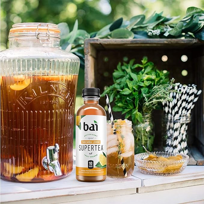 Bai Iced Tea Tanzania Lemon Antioxidant Infused Supertea Crafted with Real Tea (Black Tea White Tea) 18 Fluid Ounce Bottles (Pack of 12)