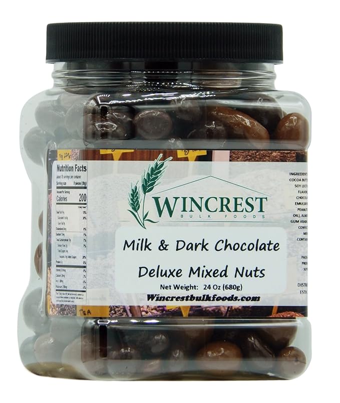 Milk &amp Dark Chocolate Deluxe Mixed Nuts - 1.5 Lb Tub