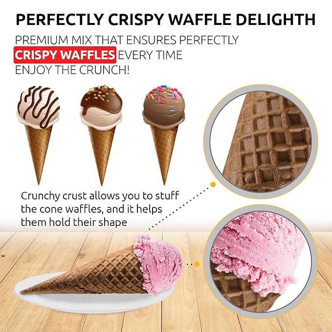 OLDSOUL Professional Cone Waffle Mix | Chocolate Flavor | 30 Lbs | 672 Pcs | Batter Mix | (30 Lbs Traditional)