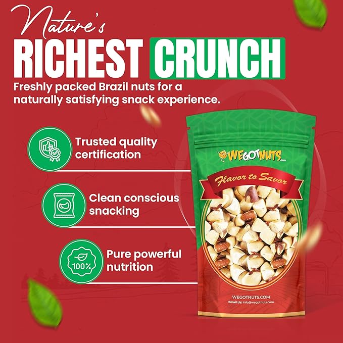 Raw Brazil Nuts Halves - 5 Pounds Natural Unsalted Shelled No Preservatives Kosher Certified- Natural Fresh Healthy Diet Snacks for Kids and Adults-by We Got Nuts