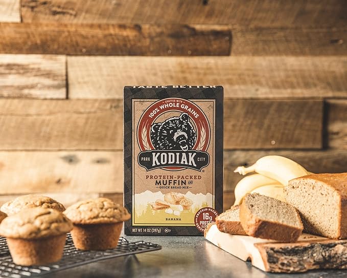 Kodiak Cakes Muffin Baking Mix Banana High Protein 100% Whole Grains (Pack of 6)
