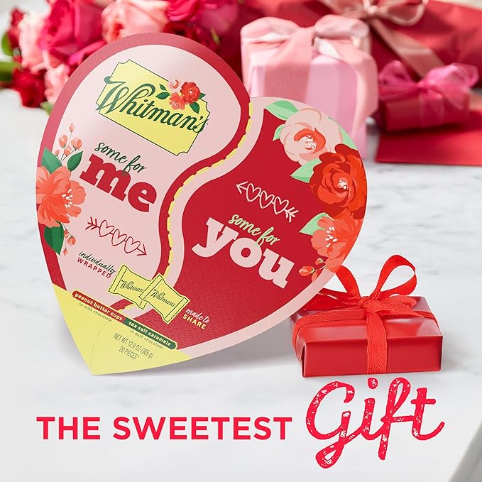 WHITMAN'S Valentine's Day Best Friends Forever Heart Milk &amp Dark Chocolate Candy Gift Box 12.9 oz.