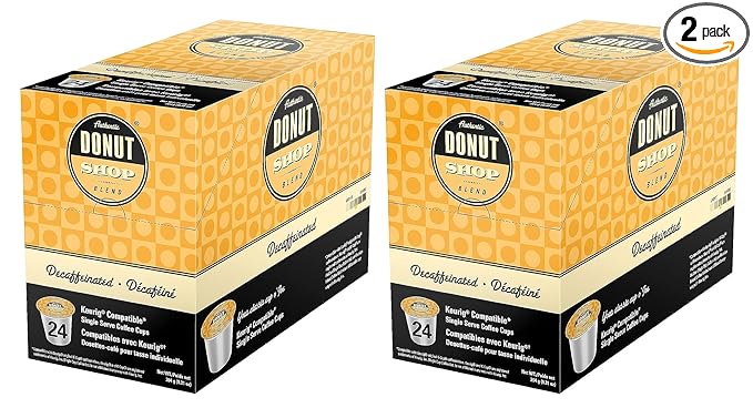 Authentic Donut Shop Blend Decaffeinated Single Cup Coffee for Keurig K-Cup Brewers 24 Count per Box 2 Boxes