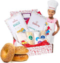 Baketivity Kids Baking Set Meal Cooking Party Supply Kit for Teens Real Fun Little Junior Chef Essential Kitchen Lessons Includes Pre-Measured Ingredients (Kit + Hat &amp Apron Bagels)