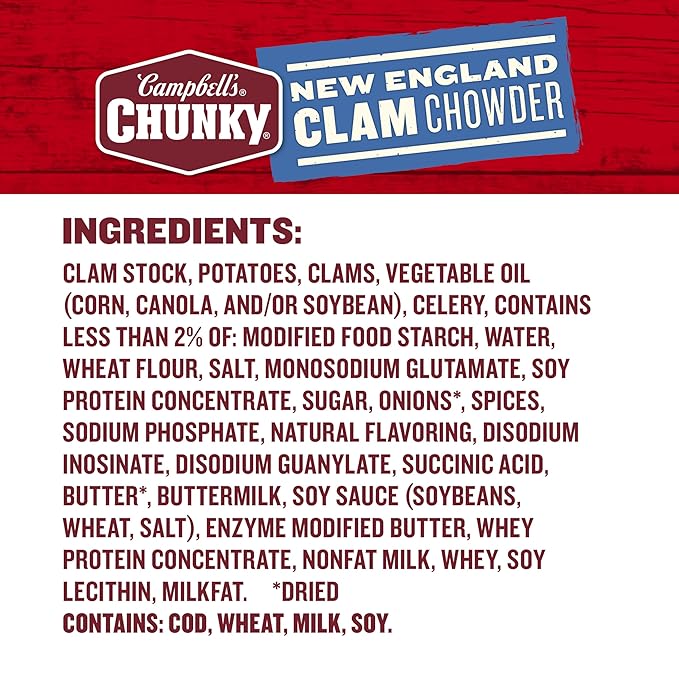 Campbell's Chunky Soup New England Clam Chowder 18.8 Oz Can (Case of 12)