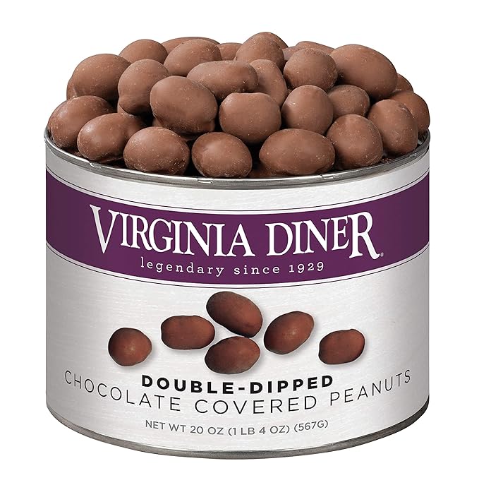 Virginia Diner Double Dipped Chocolatey Covered Virginia Peanuts Gourmet Natural Gift Tin 20 Ounce (Pack of 1)