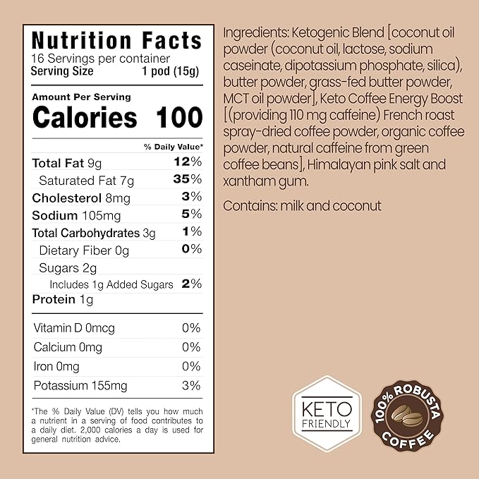 Rapidfire Original Flavor High Performance Keto Coffee Pods Supports Energy &amp Metabolism Single Serve K Cup Brown 16 Count 2 Pack