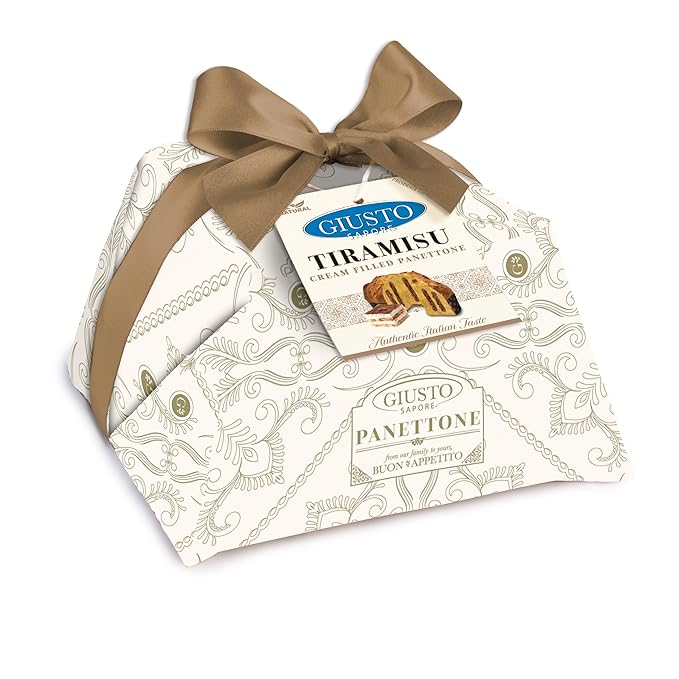 Giusto Sapore Authentic Italian Panettone Filled with Tiramisu Cream - New and Imported from Italy Family Owned - 28.21 oz