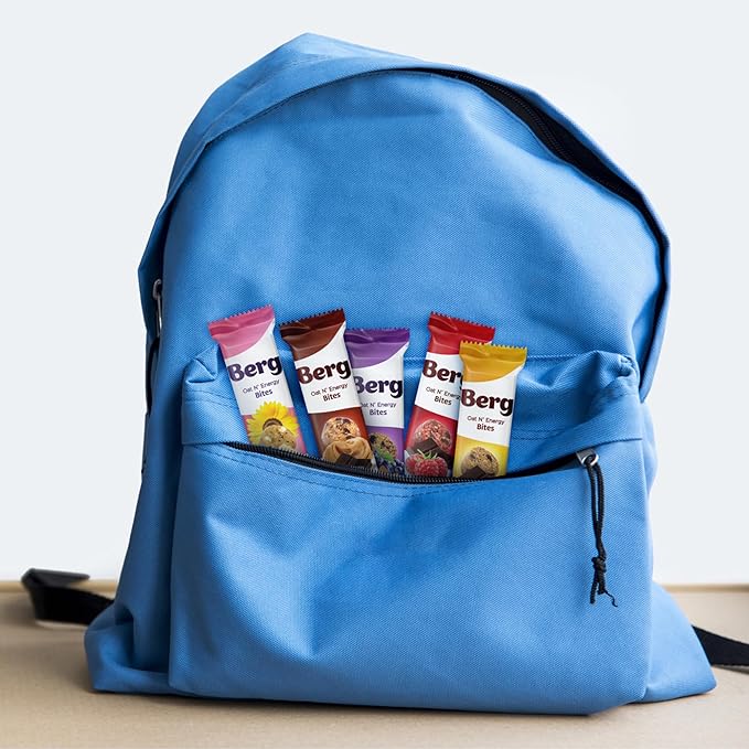 Berg Oat N' Energy Bites - Peanut Butter &amp Dark Chocolate - Non-GMO Gluten Free Dairy Free Soy Free and Vegan - Clean Energy Snack - 1.5oz (8 Pack)