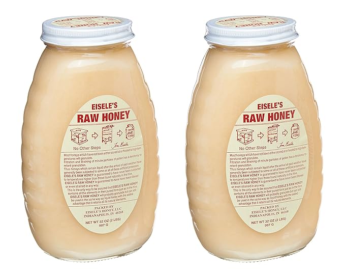 Eisele's Raw Honey - 2 Pound Glass Jar - 2 Pack