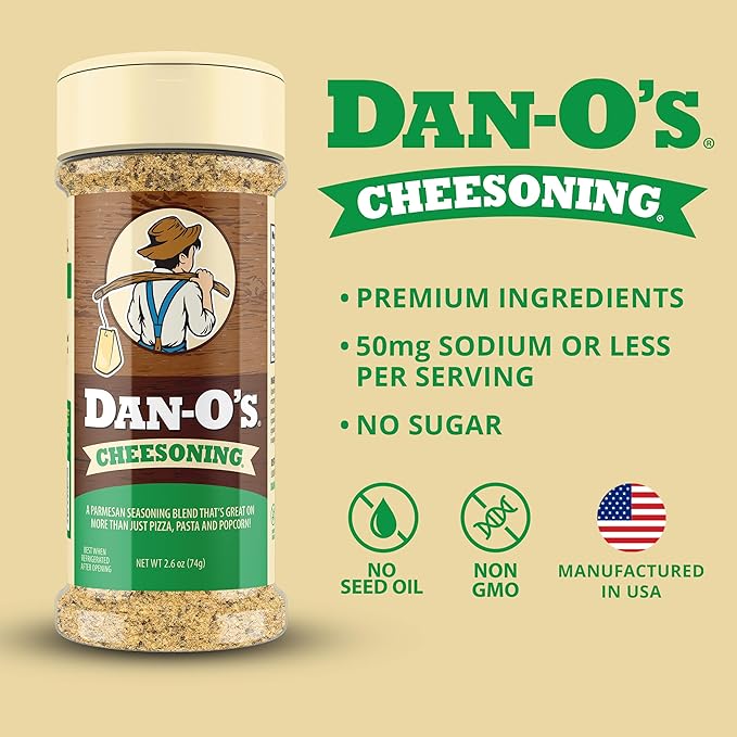 Dan-O's Seasoning - All-Purpose Seasoning &amp Spices for Cooking &amp Grilling Anything - meat vegetables snacks popcorn seasoning - Small bottle 4 Pack | Red Pepper Cheesoning® Cajun Italian-