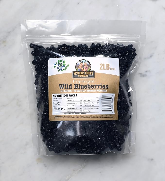Premium Dried Wild Blueberries (Two 2 lbs bags)