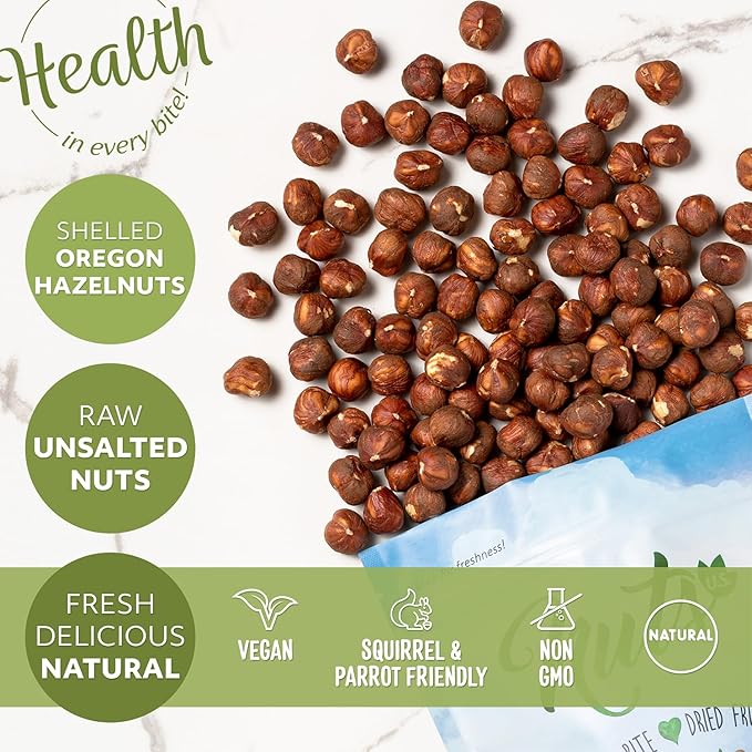 NUTS U.S. - Oregon Hazelnuts (Filberts) | Raw and Unsalted | Steam Pasteurized and NON-GMO | No Shell - Just Kernels | JUMBO SIZE | Packed in Resealable Bags (4 LB)