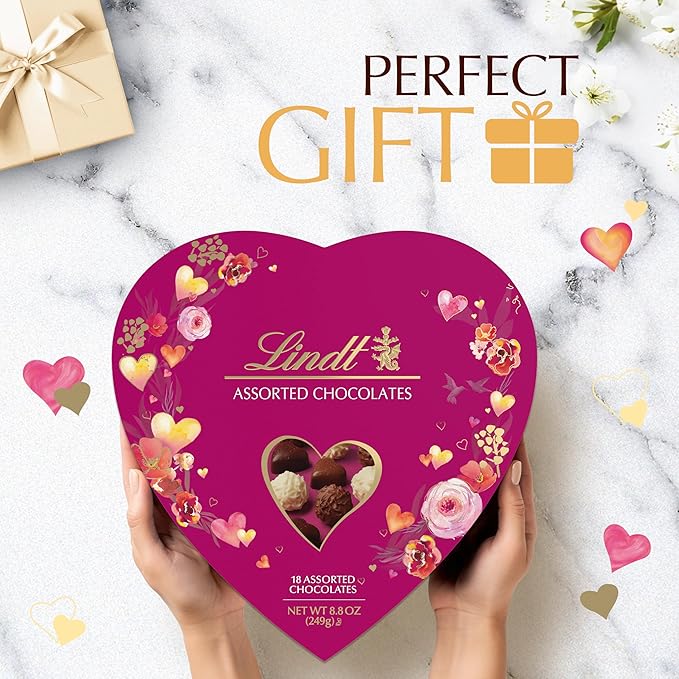Lindt Valentine's Classic Heart Assorted Gourmet Chocolate Candy Truffles 8.8 oz.