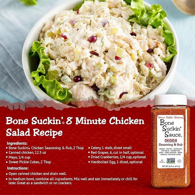 Bone Suckin' Chicken Seasoning &amp Rub - 23.9oz - with Garlic &amp Sage - Non-GMO Gluten-Free Fat-Free Kosher Pareve No MSG!