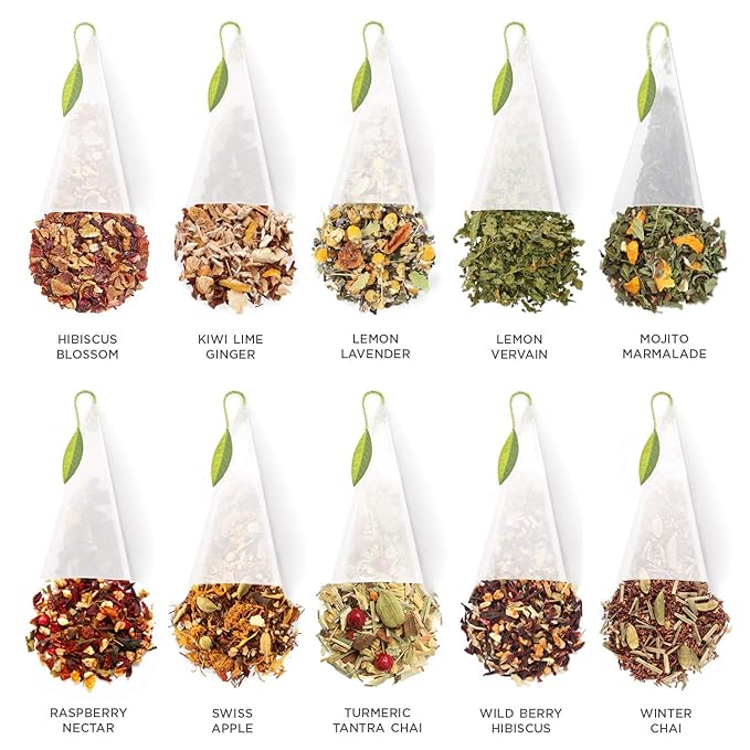 Tea Forte Premium Tea Chest Presentation Box Gift Set Sampler 40 Count Individually Wrapped Handcrafted Pyramid Tea Infuser Bags Herbal Tea