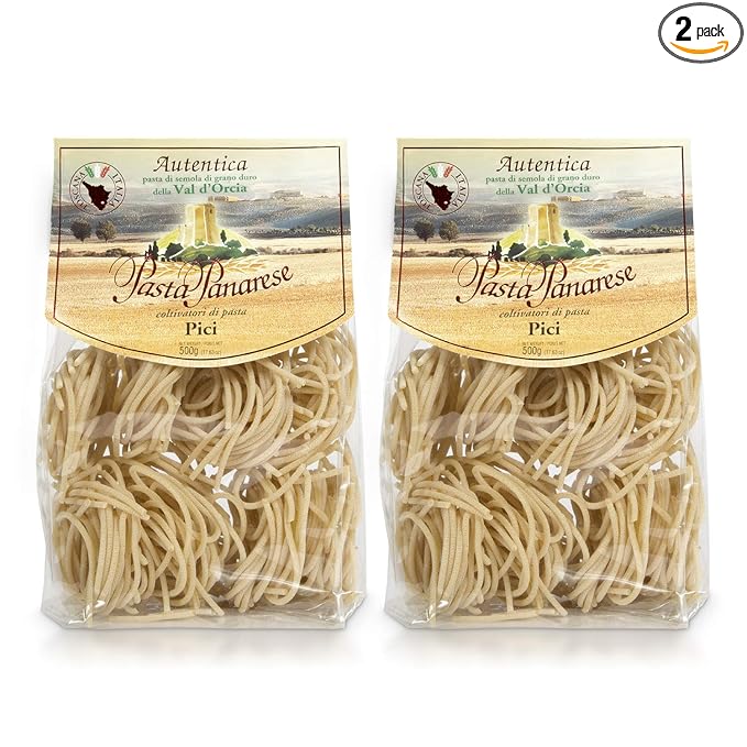 Pasta Panarese Pici Pasta from Italy - Organic Wheat Pasta Made in Italy 500g / 17.63oz (2 pack)