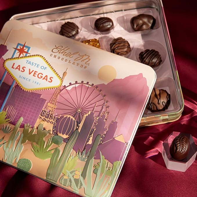 Ethel M Chocolates Taste Of Las Vegas Premium Collection 16-piece Medley of Chewy Caramels Nut Clusters Satin Cr?mes Almond Butter Crisps Milk &amp Dark Variety