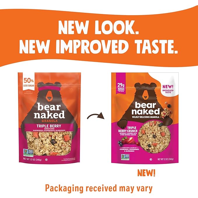 Bear Naked Granola Cereal Whole Grain Granola Breakfast Snacks Mega Pack Triple Berry Crunch (3 Bags)