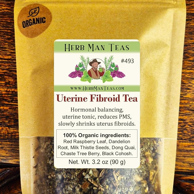 FIBROID TEA — Organic Herbal Blend for Hormonal Balance &amp Uterine Tissue Health — by Master Herbalist Khabir Non-GMO No Additives