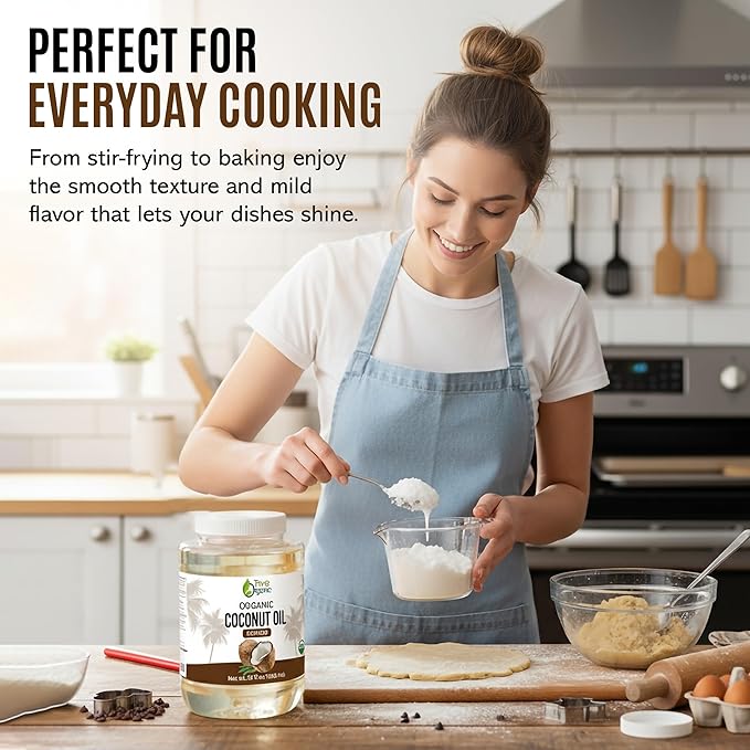 Refined Coconut Oil 56 fl oz | USDA Organic Certified | Organic Coconut Oil for Cooking and Baking. RBD Oil.
