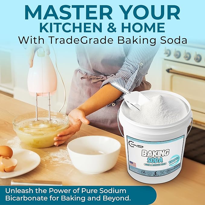TradeGrade Pure Baking Soda Powder – 45 lb Bucket Sodium Bicarbonate Powder | Premium Food-Grade for Baking Bread Cookies &amp More | Baking Soda for Cleaning Natural Cleaner &amp Deodorizer