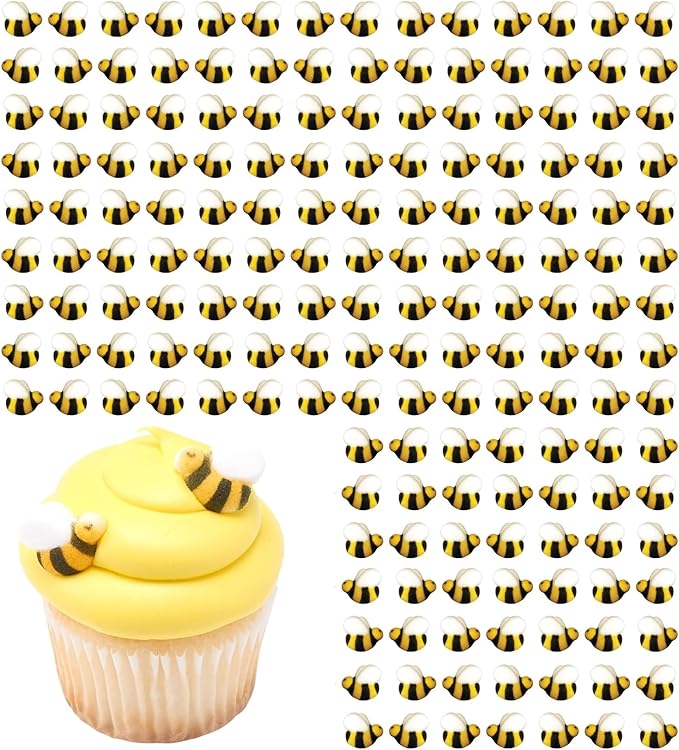 Lucks Dec-Ons Decorations Molded Sugar/Cup-Cake Topper Bumble Bees Assortment 1 Inch 176 Count