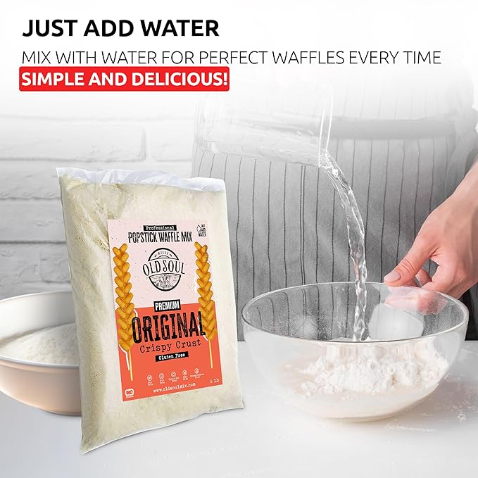 OldSoul Professional Popstick Waffle Mix | Crispy | Stick Waffles Dough Mix | GLUTEN FREE | Original Flavor | 30 lbs | 672 Waffles (30 Lbs Gluten Free)