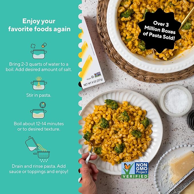 Fiber Gourmet Low Net Carb Pasta Elbow Macaroni - Keto Friendly High Fiber Low Calorie Italian Made Noodles - Vegan Non-GMO Kosher - 48% Fewer Calories Than Regular - 2 Pack