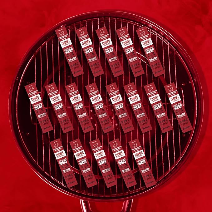 Chomps Snack Size Grass-Fed and Finished Smoky BBQ Beef Jerky Snack Sticks 0.5oz 24-Pack - Keto Paleo Whole30 4g Lean Meat Protein Gluten-Free Zero Sugar Food Non-GMO Chomplings