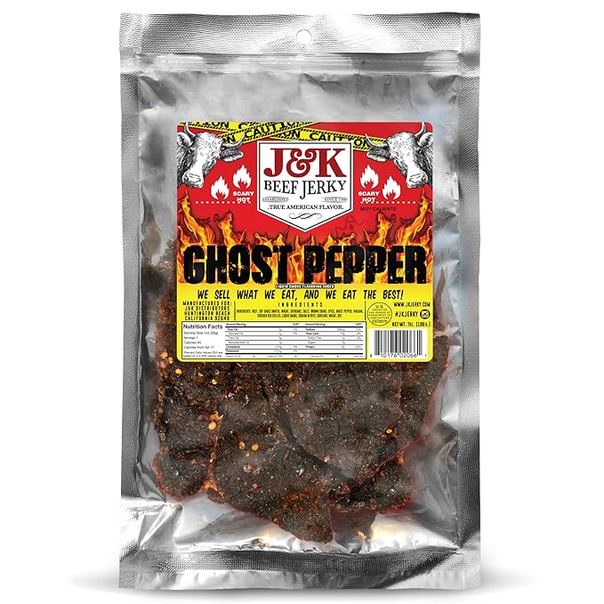 J&ampK Jerky Small Batch Handcrafted Beef Jerky Ghost Pepper 7oz