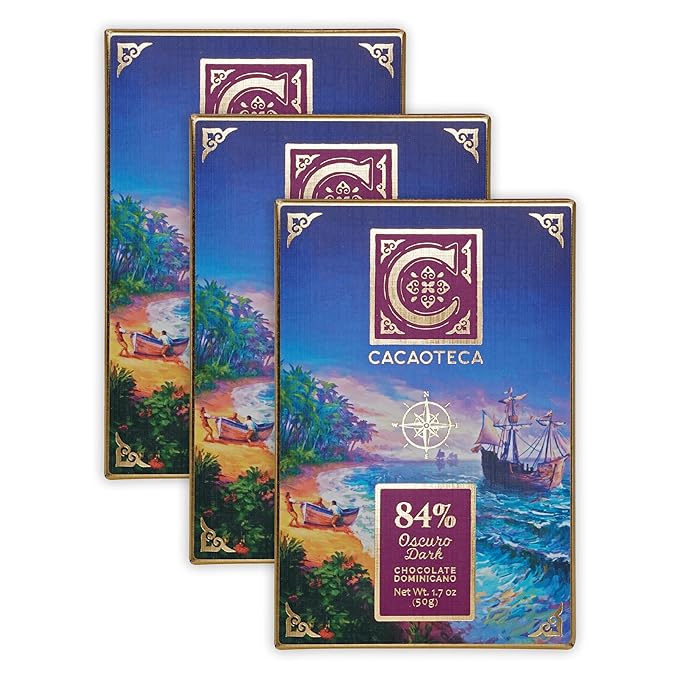 Cacaoteca El Arca 84% Dark Chocolate 3 Pack - Dominican Chocolate - Bean-to-Bar Direct Sourced - Soy-Free Gluten-Free Vegan - Bundle