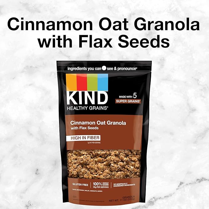 KIND Healthy Grains Clusters Cinnamon Oat with Flax Seeds Granola 10g Protein Gluten Free 11 Ounce (Pack of 3)