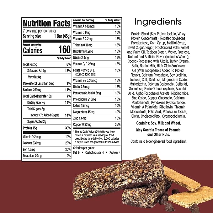 BestMed Protein Bar – 15g Protein Low Carb Low Sugar High Fiber Low Calorie Meal Replacement Nutrition Bar Healthy Snack for Weight Management Diet (Fudge Graham 7 Count)