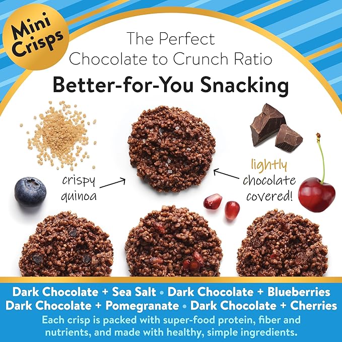 Undercover Snacks Chocolate Quinoa Crisps - Dark Chocolate Variety Pack | 70-Count Individually Wrapped Crisps | Gluten Free Nut-Free Allergen Friendly Kosher Plant-Based NOT AIRLINE SIZE