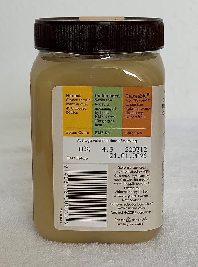 Airborne (New Zealand) Clover Creamed Honey 500g / 1.1lbs