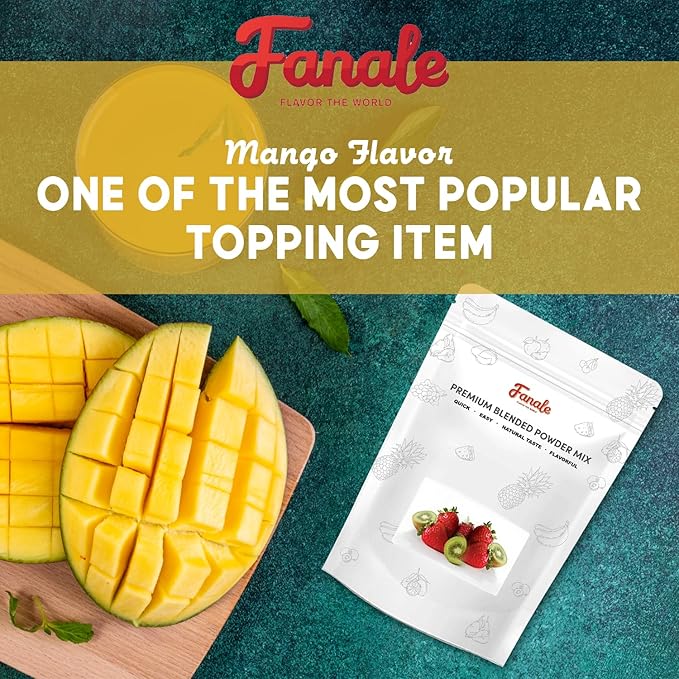 Fanale Premium Mango Bubble Tea Flavoring Powder | Perfect for Baking Smoothies Desserts and Drinks | Instant Flavoring Powder for Boba Milk Tea - 2.2 Pounds (Pack of 20).