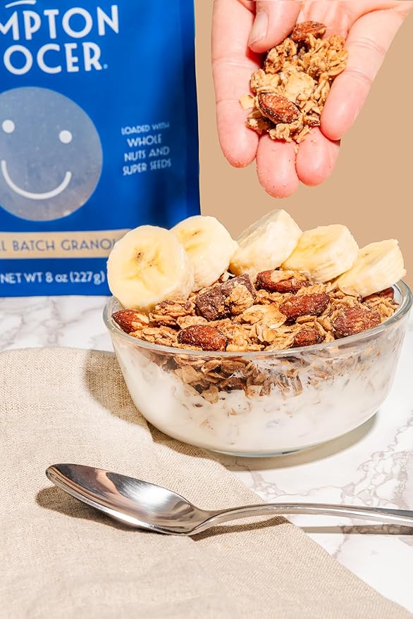 The Hampton Grocer Banana &amp Chocolate Chunk Granola 3 pack - Gluten-Free Dairy-Free Made with Real Bananas Walnuts &amp Maple Syrup - Crunchy Small-Batch 8oz